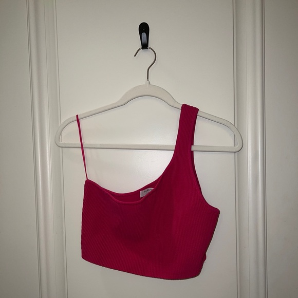Aritzia One Shoulder Cropped Tank Pink, Large - Picture 1 of 2